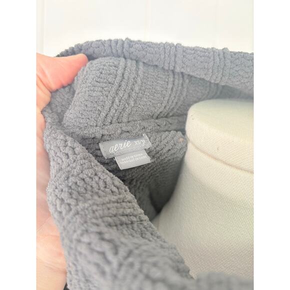 Aerie Gray Sunset Chenille Oversized Turtleneck Sweater XS - Picture 7 of 8